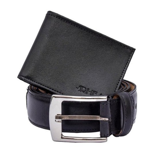 Kit Carteira Masculina Couro Com Plastico e Cinto Ajuste Fivela - Preto Menor preço em Kit Carteira Masculina Couro Com Plastico e Cinto Ajuste Fivela - Preto