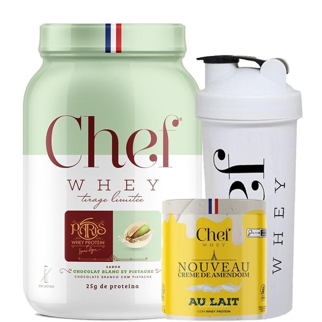 Kit Chey Whey Paris 6 + Pasta de Amendoim + Coqueteleira - Chef Whey