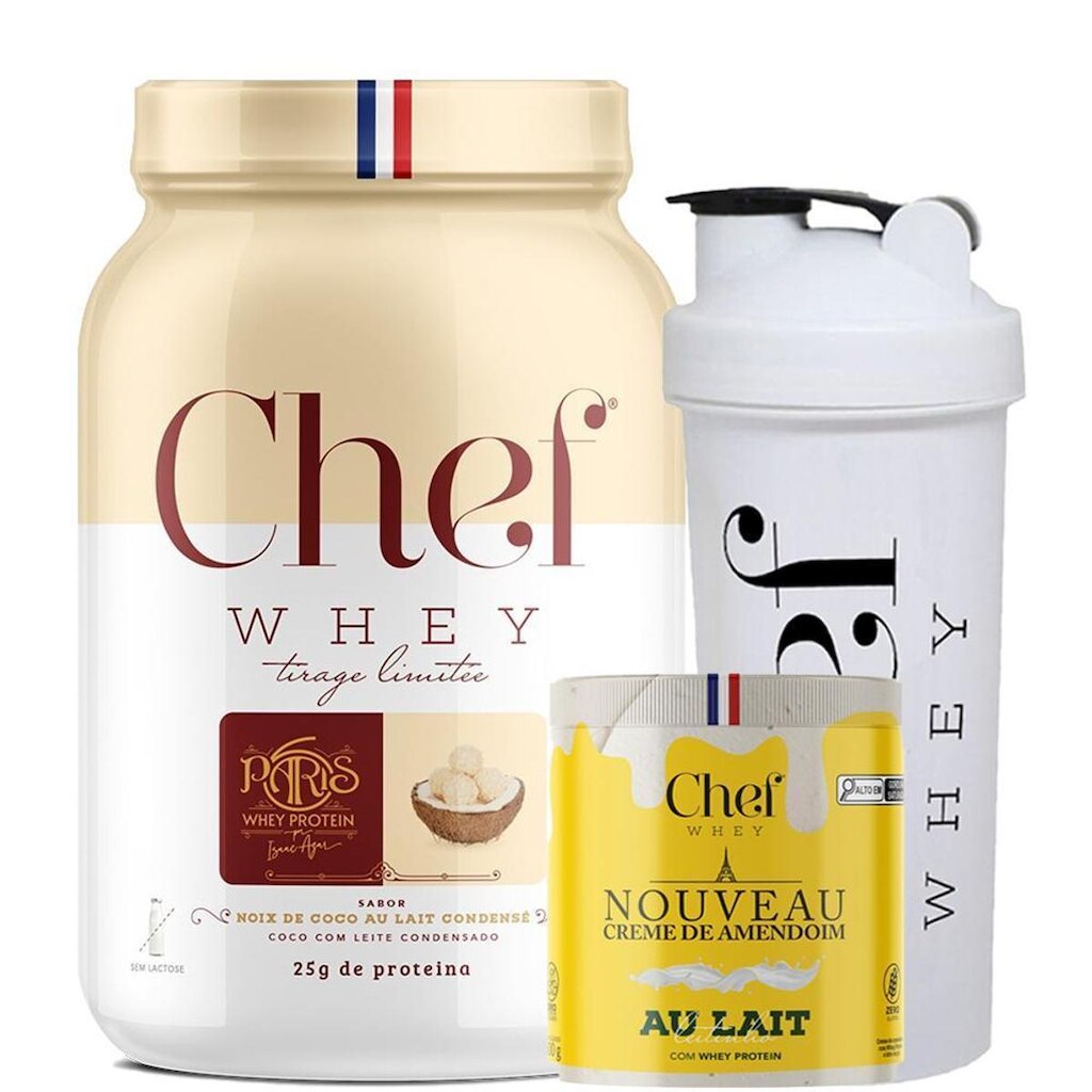 Kit Chey Whey Paris 6 + Pasta de Amendoim + Coqueteleira - Chef Whey
