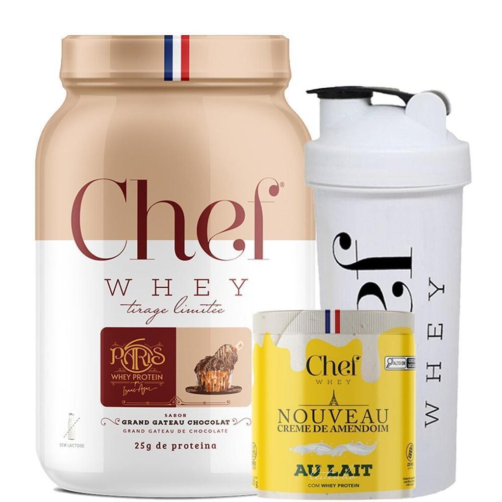 Kit Chey Whey Paris 6 + Pasta de Amendoim + Coqueteleira - Chef Whey