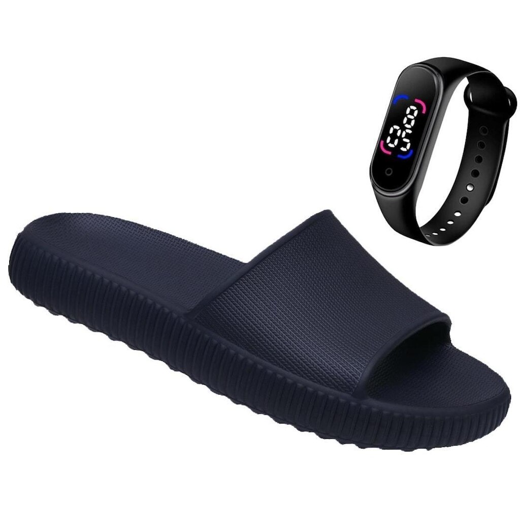 Kit Chinelo Nuvem Ortopédico Unissex + Relógio Digital Touch