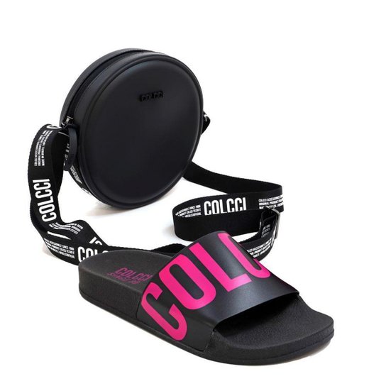 Kit Chinelo Slide Feminino + Bolsa Quebec Colcci Casual - Preto Menor preço em Kit Chinelo Slide Feminino + Bolsa Quebec Colcci Casual - Preto