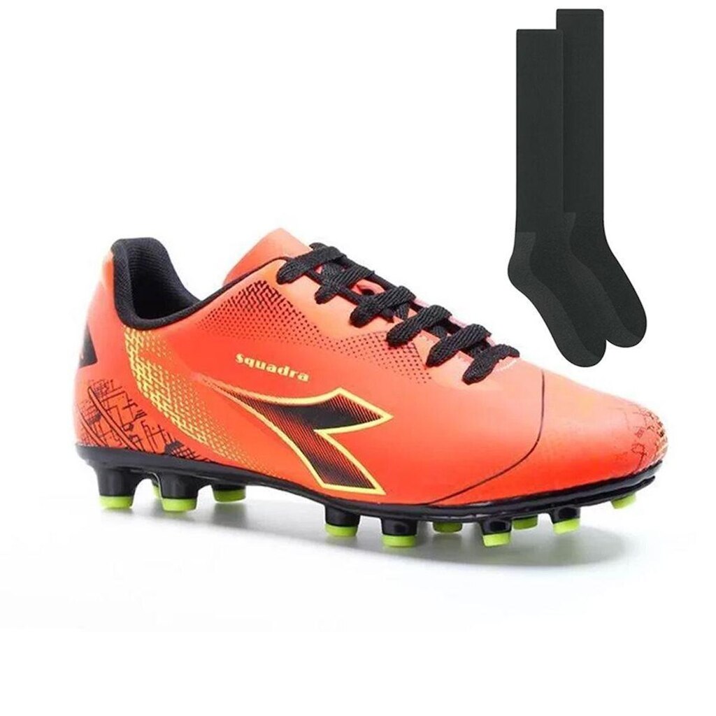 Kit Chuteira Campo Diadora Squadra + Par de Meião