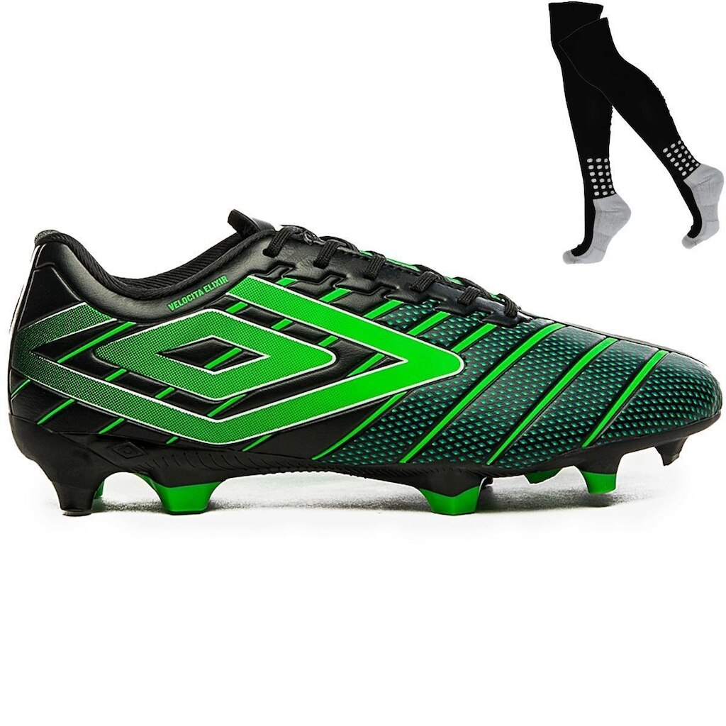 Kit Chuteira Campo Umbro Velocita Elixir Club e Meião