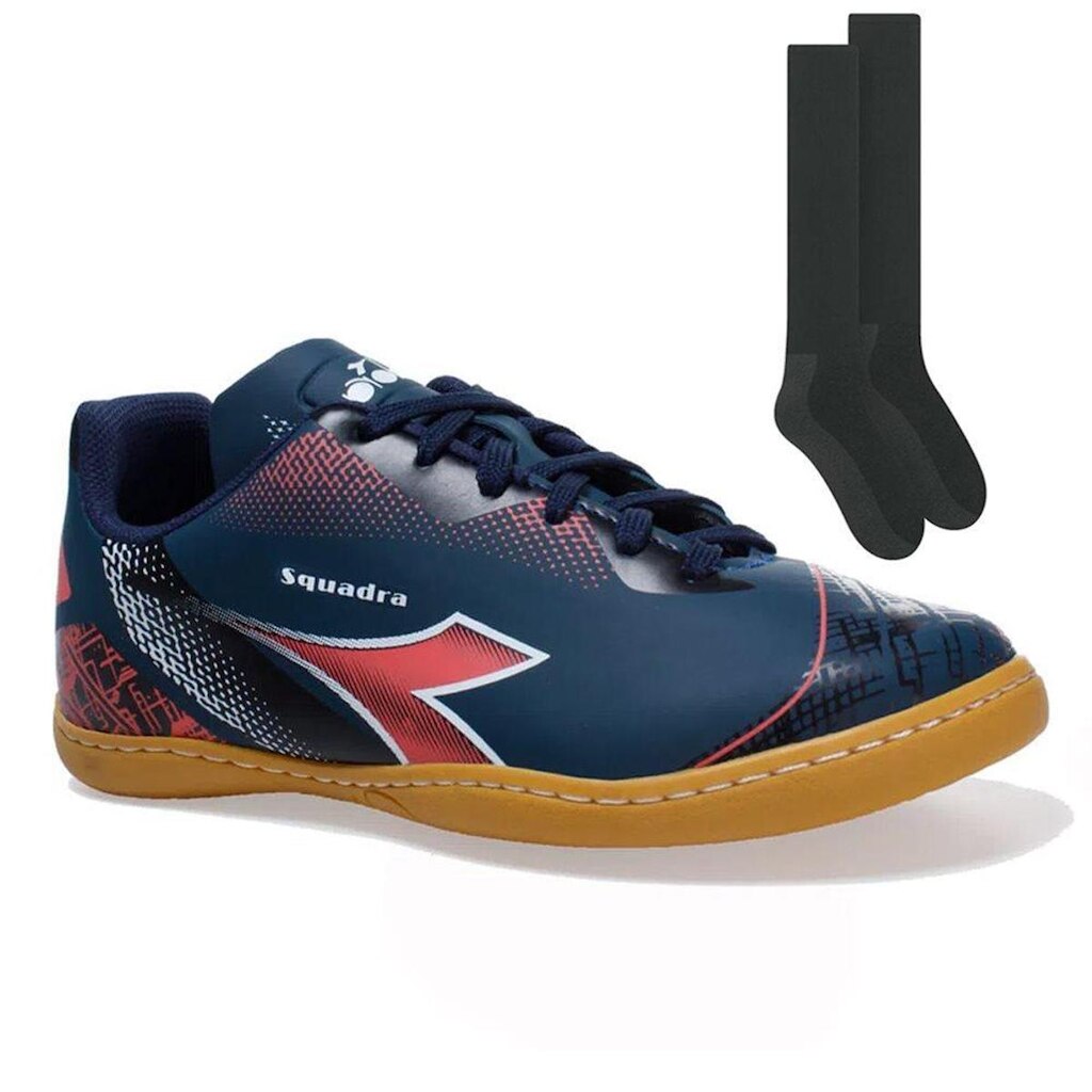 Kit Chuteira Futsal Diadora Squadra + Par de Meião