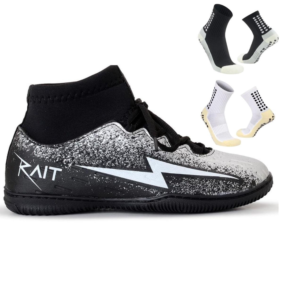 Kit Chuteira Futsal Quadra Rait + Meião Antiderrapante Menor preço em Kit Chuteira Futsal Quadra Rait + Meião Antiderrapante