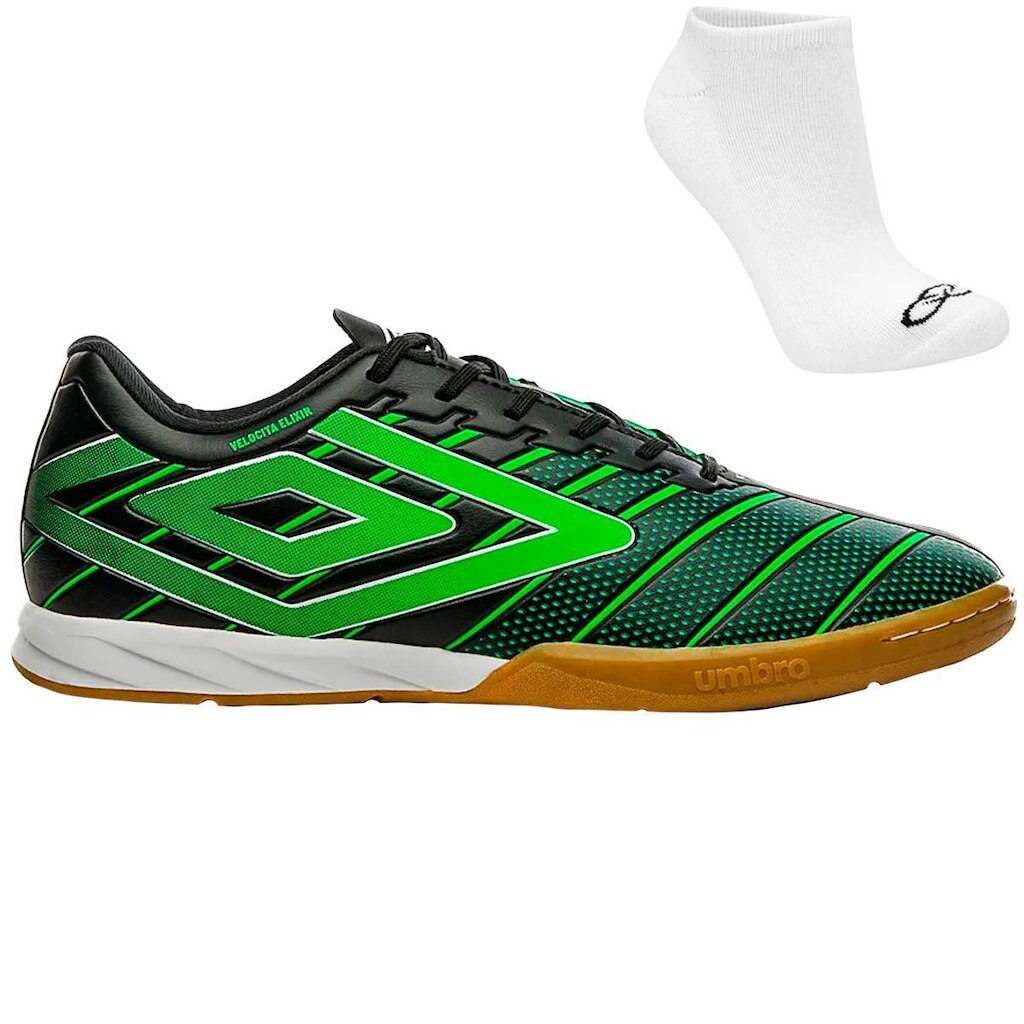 Kit Chuteira Futsal Umbro Velocita Elixir Club e Meia