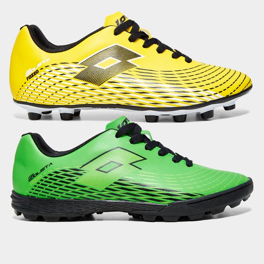 Kit Chuteira Society e Campo Solista Razzo Verde claro Netshoes