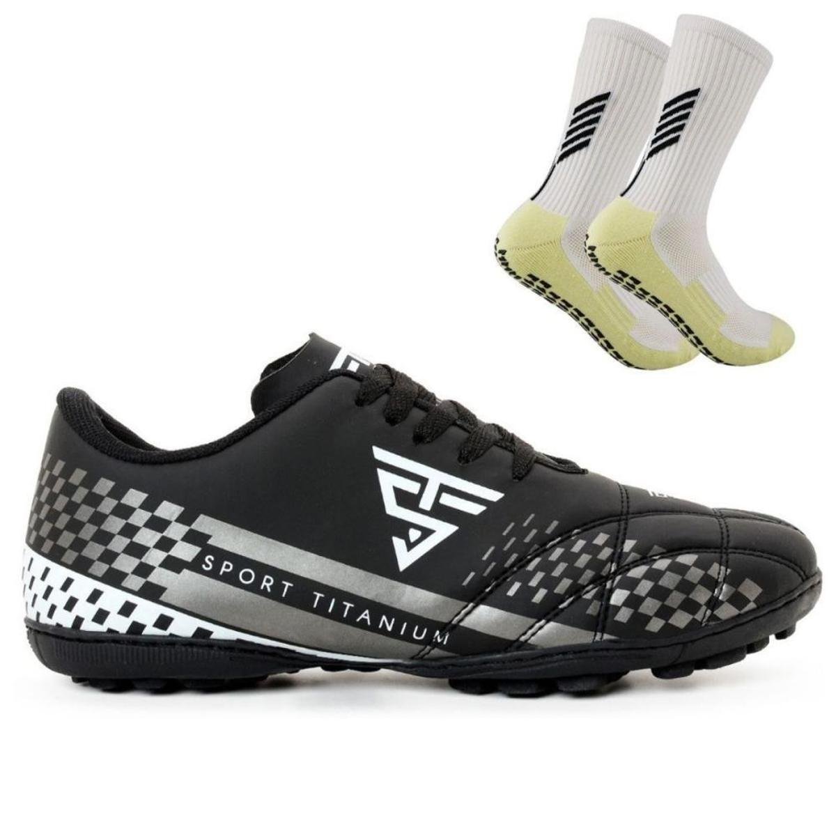 Kit Chuteira Society e Meia Esportiva Emborrachada Campo Quadra Menor preço em Kit Chuteira Society e Meia Esportiva Emborrachada Campo Quadra