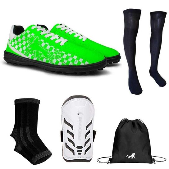 Kit Chuteira Society Masculina Caneleira Tornozeleira Meião