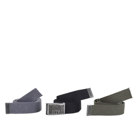 Kit Cinto Occy Lestion C/ 3 Peças Masculino - Preto+Chumbo Menor preço em Kit Cinto Occy Lestion C/ 3 Peças Masculino - Preto+Chumbo