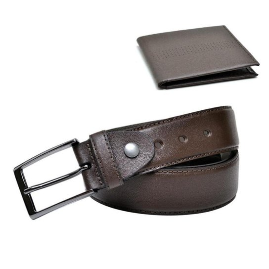 Kit Cinto Social Casual Couro + Carteira Carmelo Shoes Masculino - Café Menor preço em Kit Cinto Social Casual Couro + Carteira Carmelo Shoes Masculino - Café