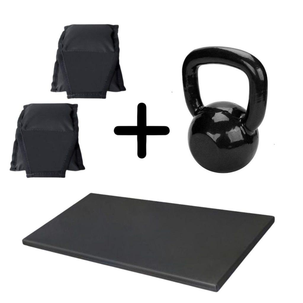 Kit Colchonete + Kettlebell de 4 kg + Par de caneleiras 1kg