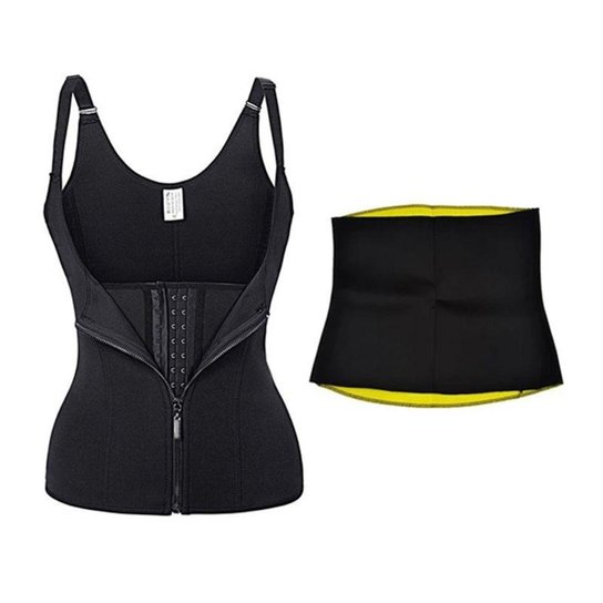 Kit Colete e Cinta Modeladora Redutora Medidas Neotex Hot Shapers - Preto Menor preço em Kit Colete e Cinta Modeladora Redutora Medidas Neotex Hot Shapers - Preto