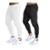 KIT COM 02 CALÇAS MOLETOM MASCULINA PLUS SIZE JOGGER SLIM FIT BÁSICA LISA-BRANCO-PRETO-G3 - Branco+Preto