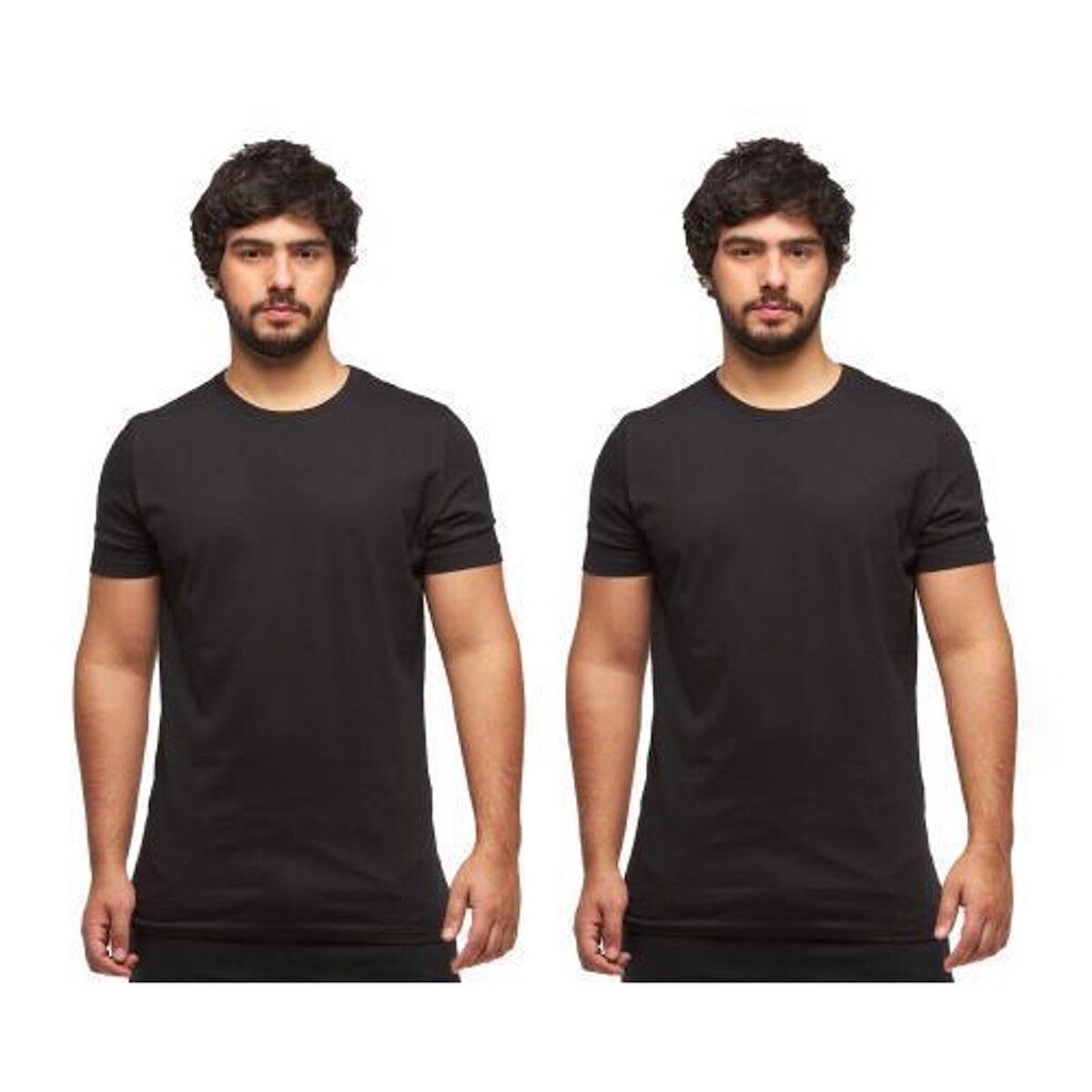 KIT COM 02 CAMISETAS BASICAS MASCULINA LISA LONGA - C5-CINZAGRAFITE-PRETO-GG