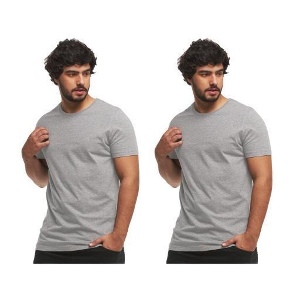KIT COM 02 CAMISETAS BASICAS MASCULINA LISA LONGA - C5-CINZAGRAFITE-PRETO-GG