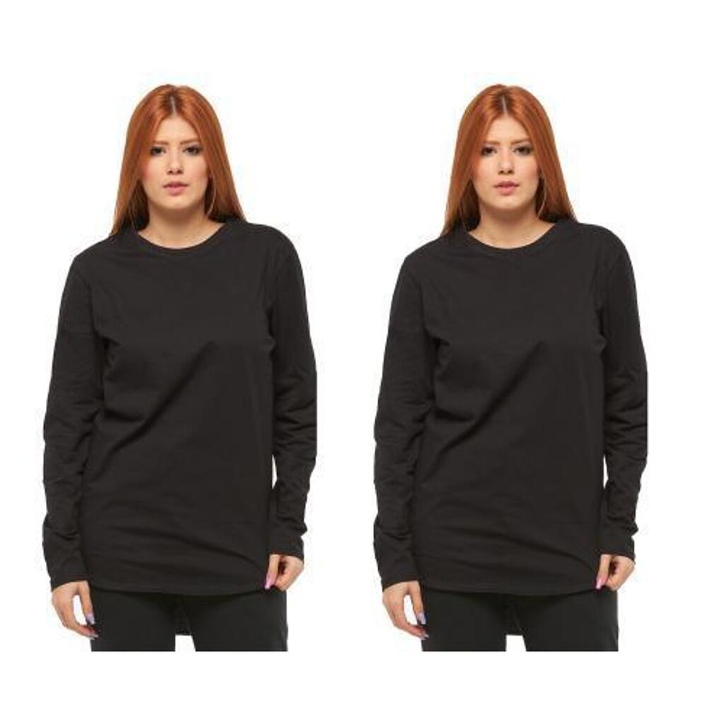 Kit com 02 Camisetas Longline Blusa Manga Longa Comprida Oversized Feminina C2