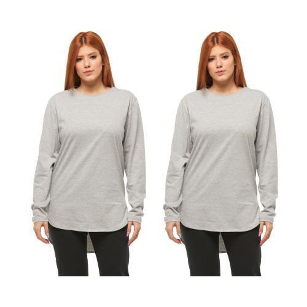 Kit com 02 Camisetas Longline Blusa Manga Longa Comprida Oversized Feminina C2