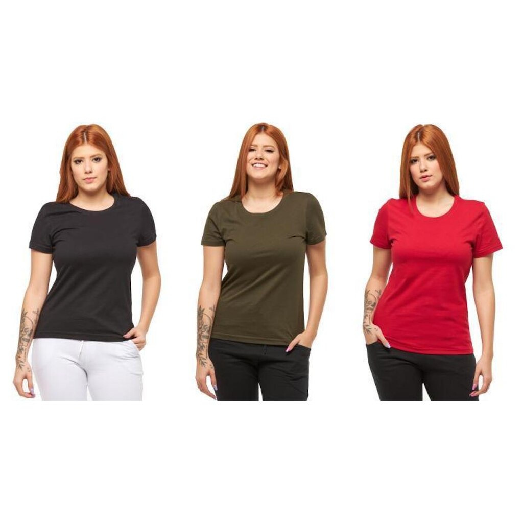 KIT COM 03 BABYLOOK FEMININA LISA-preto-verde-vermelho-EXG