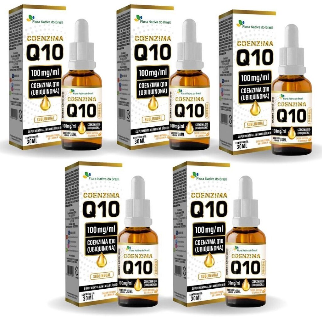 Kit Com 05 - Coenzima Q10 (100mg) 30ml Sabor Laranja Flora Nativa