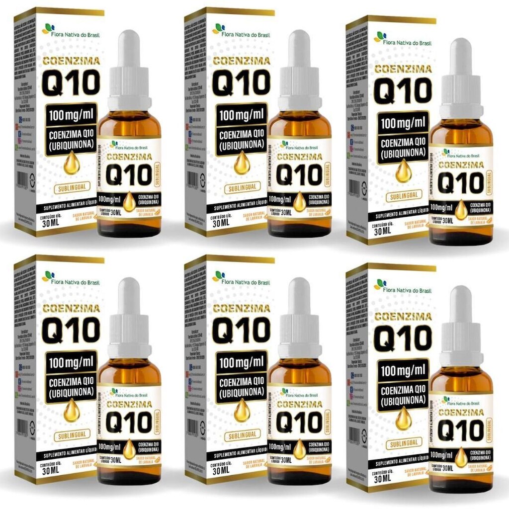 Kit Com 06 - Coenzima Q10 (100mg) 30ml Sabor Laranja Flora Nativa