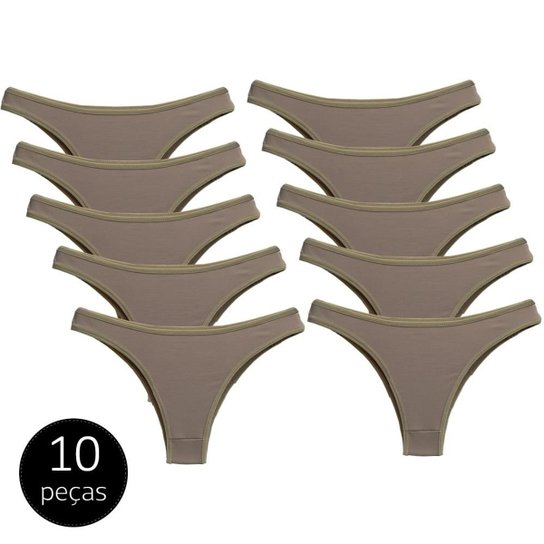 Kit com 10 Calcinhas Modelo Tanga de Algodão - Bege é ruim? Kit com 10 Calcinhas Modelo Tanga de Algodão - Bege é boa?