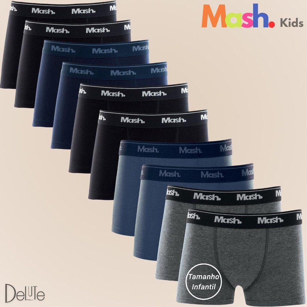 Kit Com 10 Cuecas Box Infantil Boxer Juvenil Mash Algodão