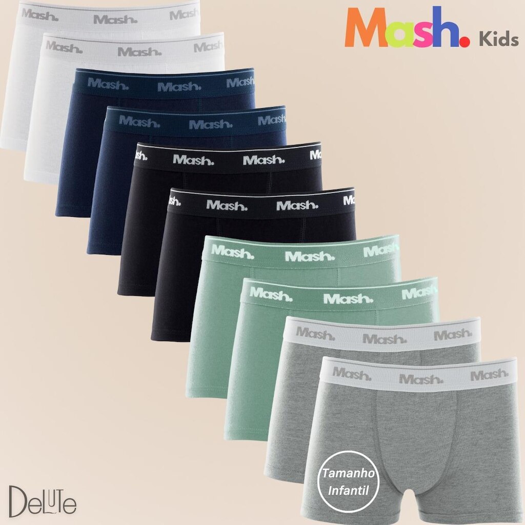 Kit Com 10 Cuecas Box Infantil Boxer Juvenil Mash Algodão