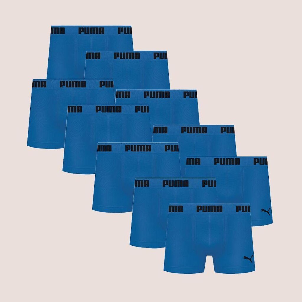 Kit Com 10 Cuecas Boxer Box Sem Costura Masculina Adulta Microfibra Puma