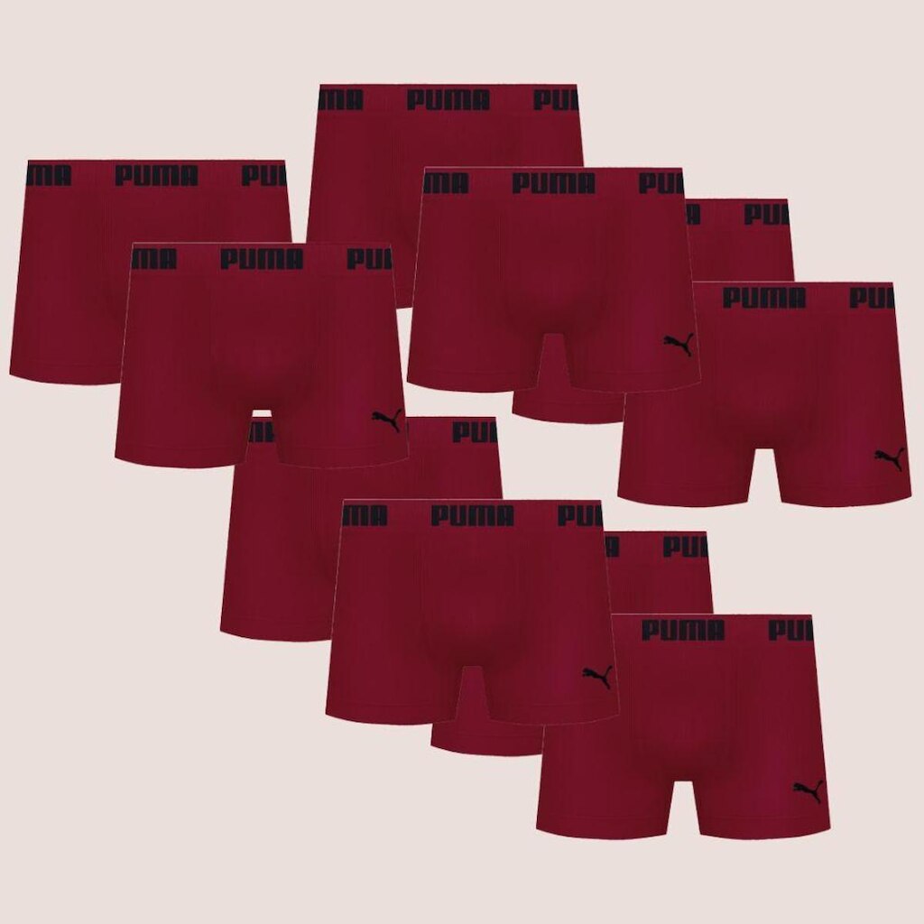 Kit Com 10 Cuecas Boxer Box Sem Costura Masculina Adulta Microfibra Puma