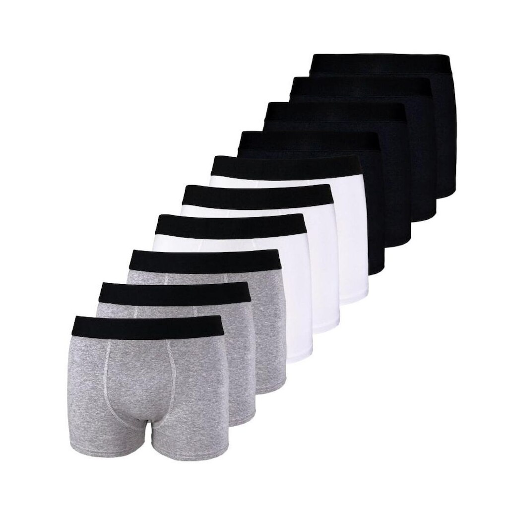 Kit com 10 Cuecas Boxer Box Try Basics Algodão Cotton Lisa Básica Casual Moda Masculina