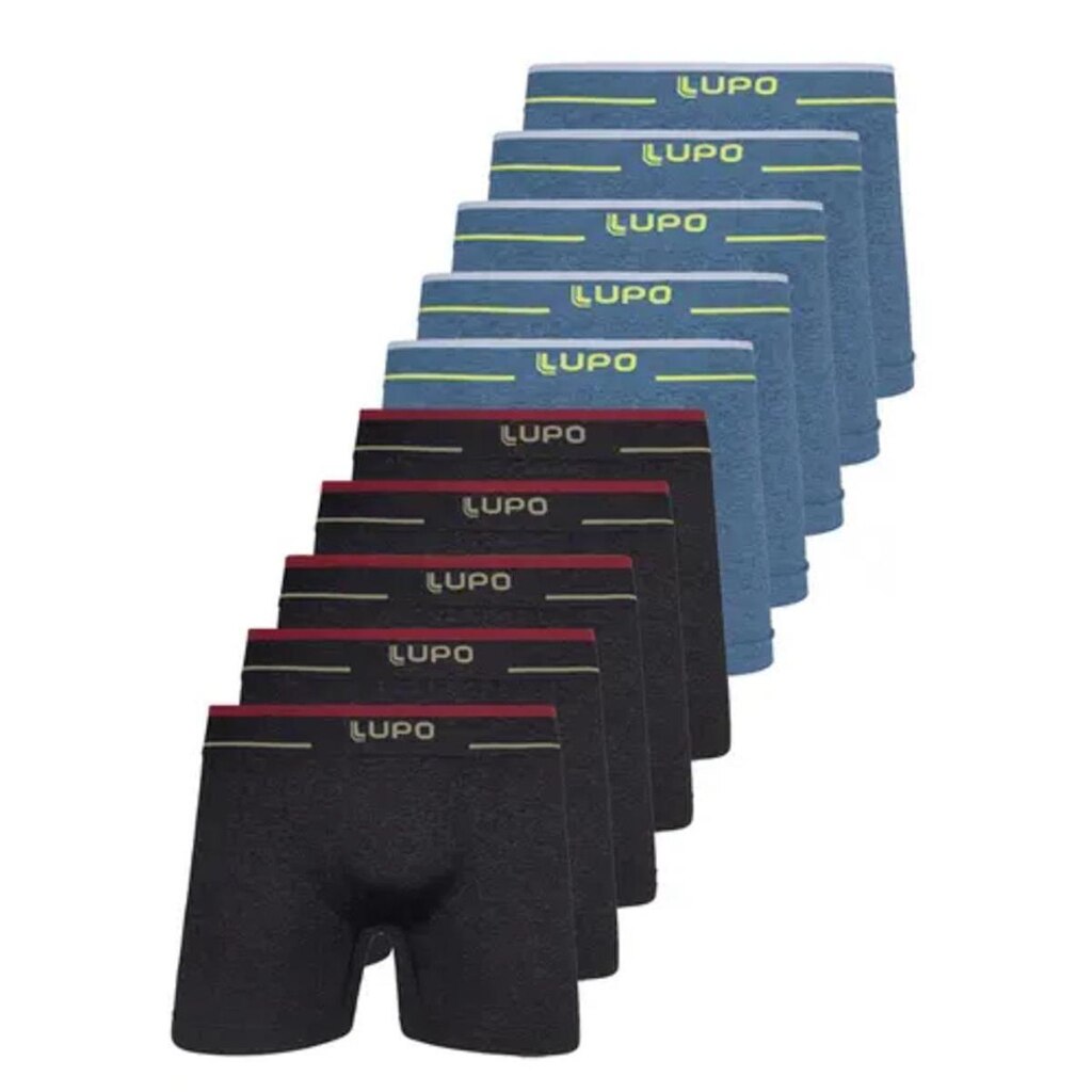Kit com 10 Cuecas Boxer Lupo 17800-001 Plus Size Azul