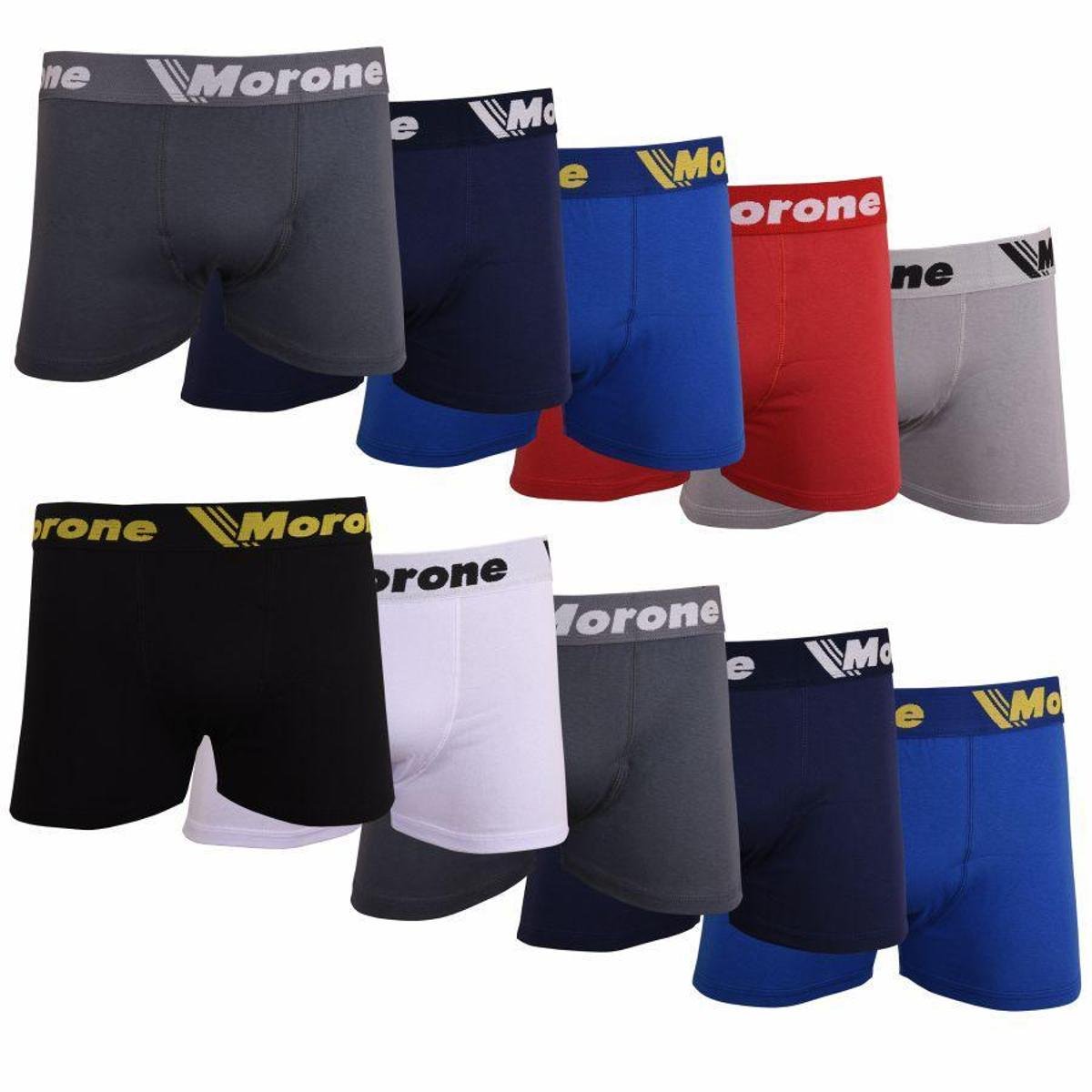 Kit com 10 Cuecas Boxer Morone em Microfibra Lisa Adulto Menor preço em Kit com 10 Cuecas Boxer Morone em Microfibra Lisa Adulto