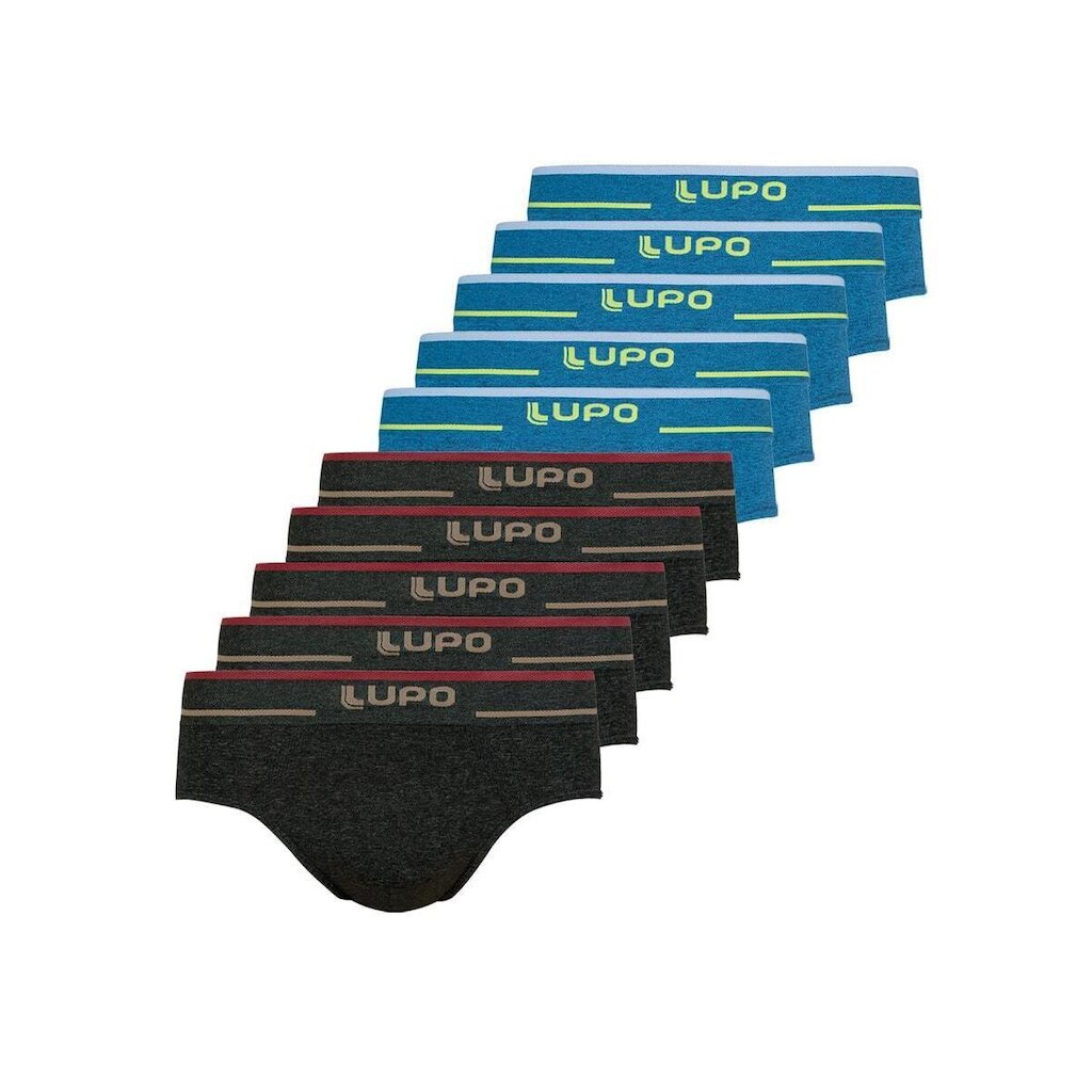 Kit com 10 Cuecas Slip Lupo 624-003 Azul