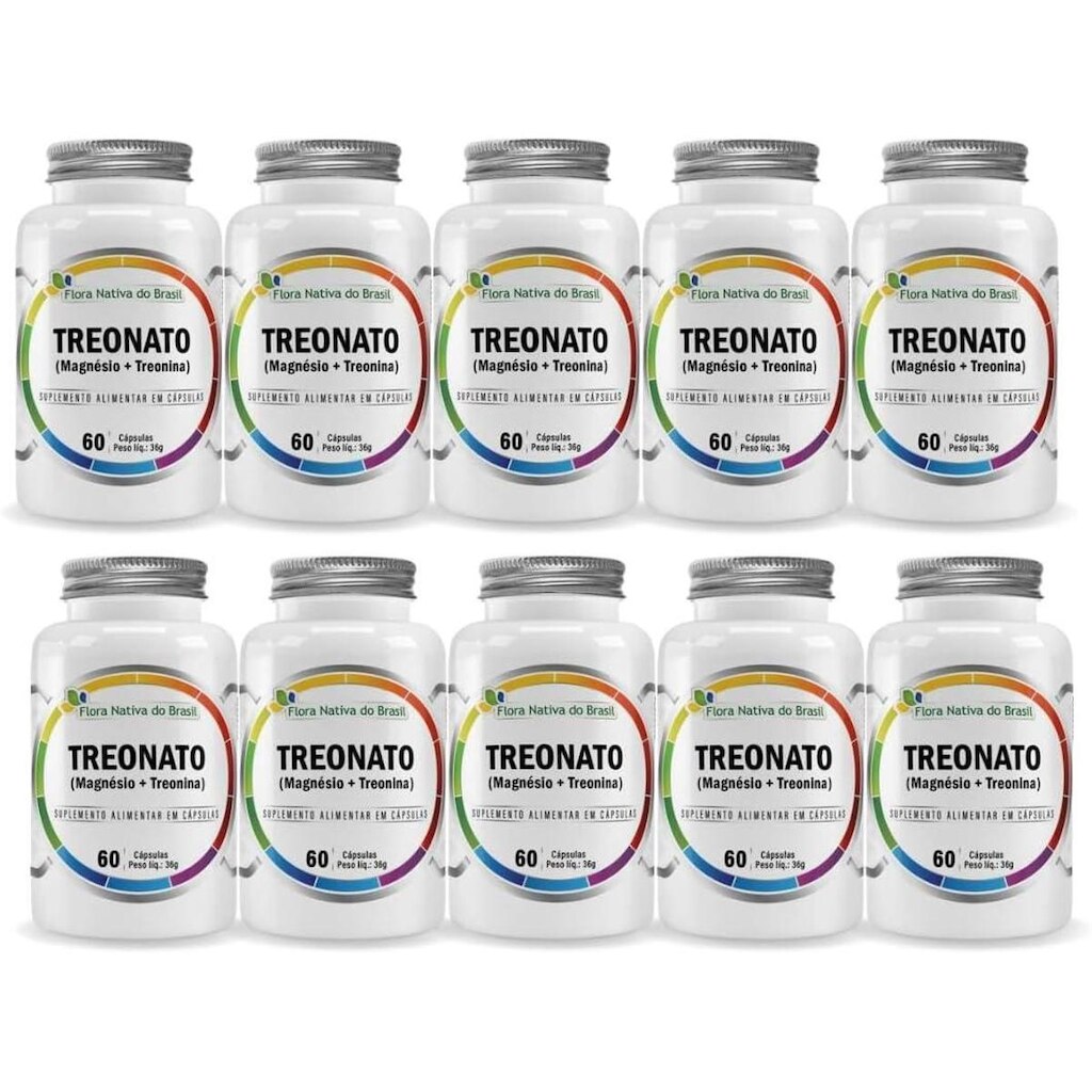 Kit Com 10- Magnésio Treonato 60 Capsulas de 600mg Flora Nativa do Brasil