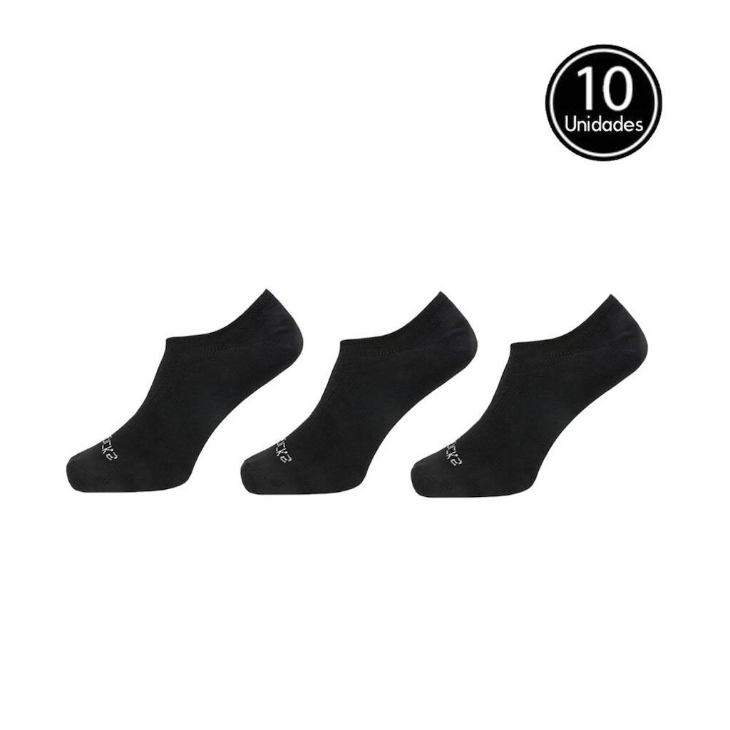 Kit com 10 Meias Algodão Invisível Branca - 1300