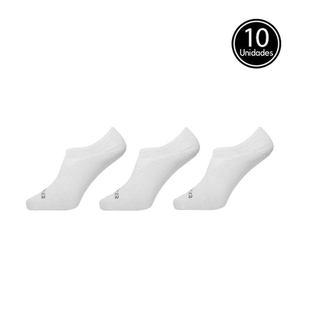 Kit com 10 Meias Algodão Invisível Branca - 1300