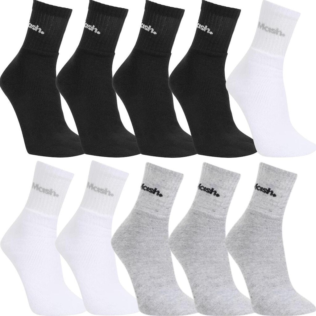 Kit Com 10 Pares De Meias Esportivas Mash Em Algodão Cano Médio
