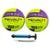 Kit Com 2 Bolas De Vôlei Penalty 8.0 Pro IX Aprovada FIVB + Bomba De Ar Penalty Dupla Ação - Verde Limão+Azul