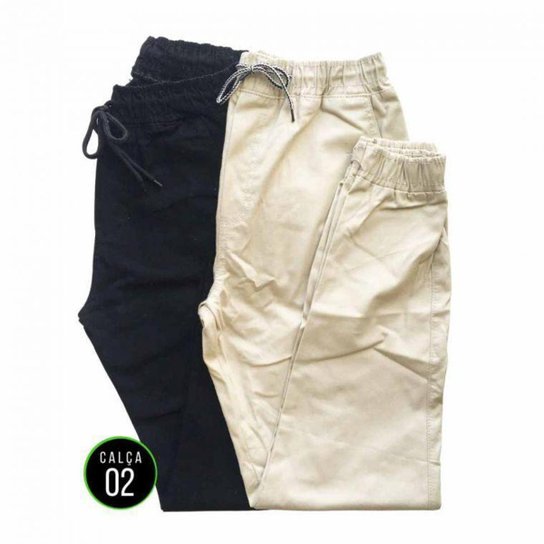 Kit com 2 calças jogger masculina cargo skinny com elástico e punho - Sortido Menor preço em Kit com 2 calças jogger masculina cargo skinny com elástico e punho - Sortido
