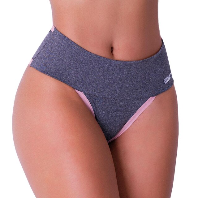 Kit Com 2 Calcinhas Confort com Compressão para Barriga Cinza com Rosa