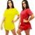 Kit com 2 Camiseta Longline Feminina Camisa Oversized Blusa Longa Básica TropiCaos - Vermelho+Amarelo