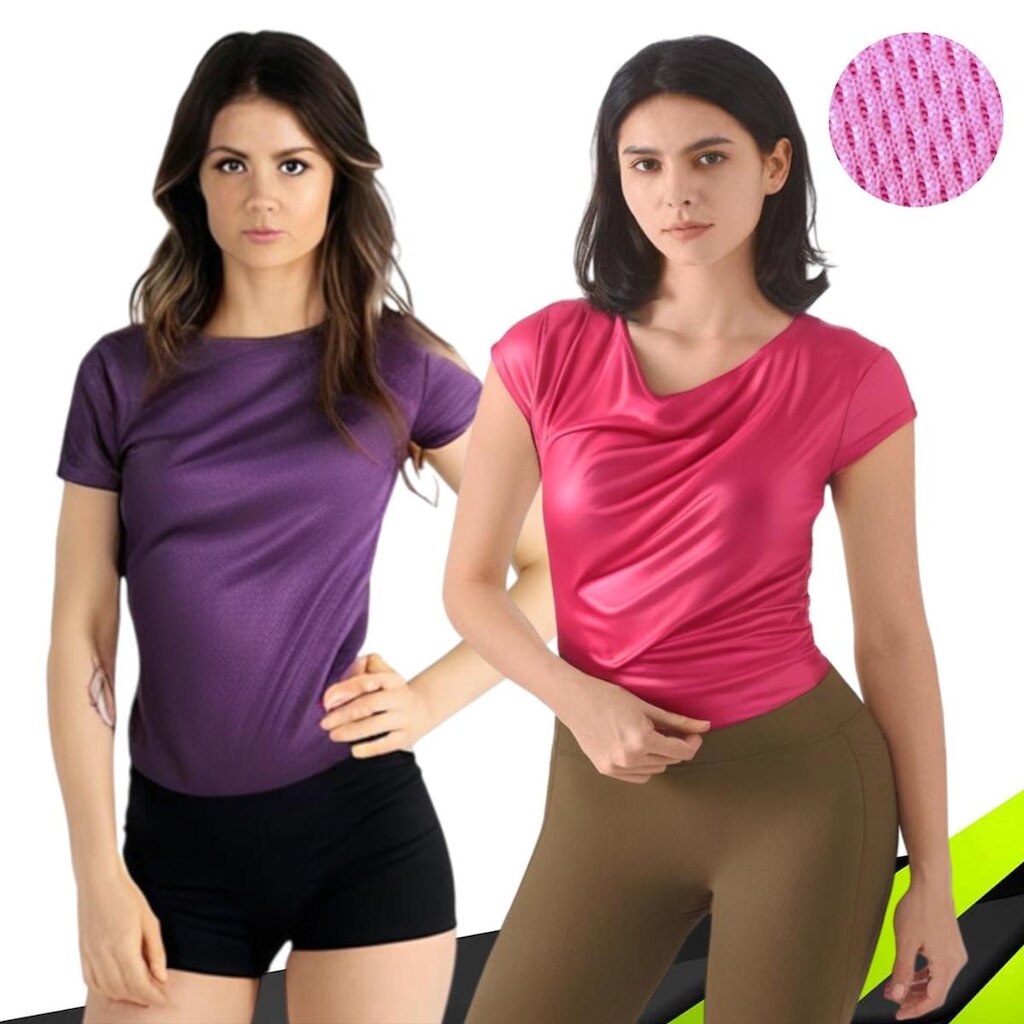 Kit Com 2 Camisetas Iron Dry Tecido Furadinho Feminina