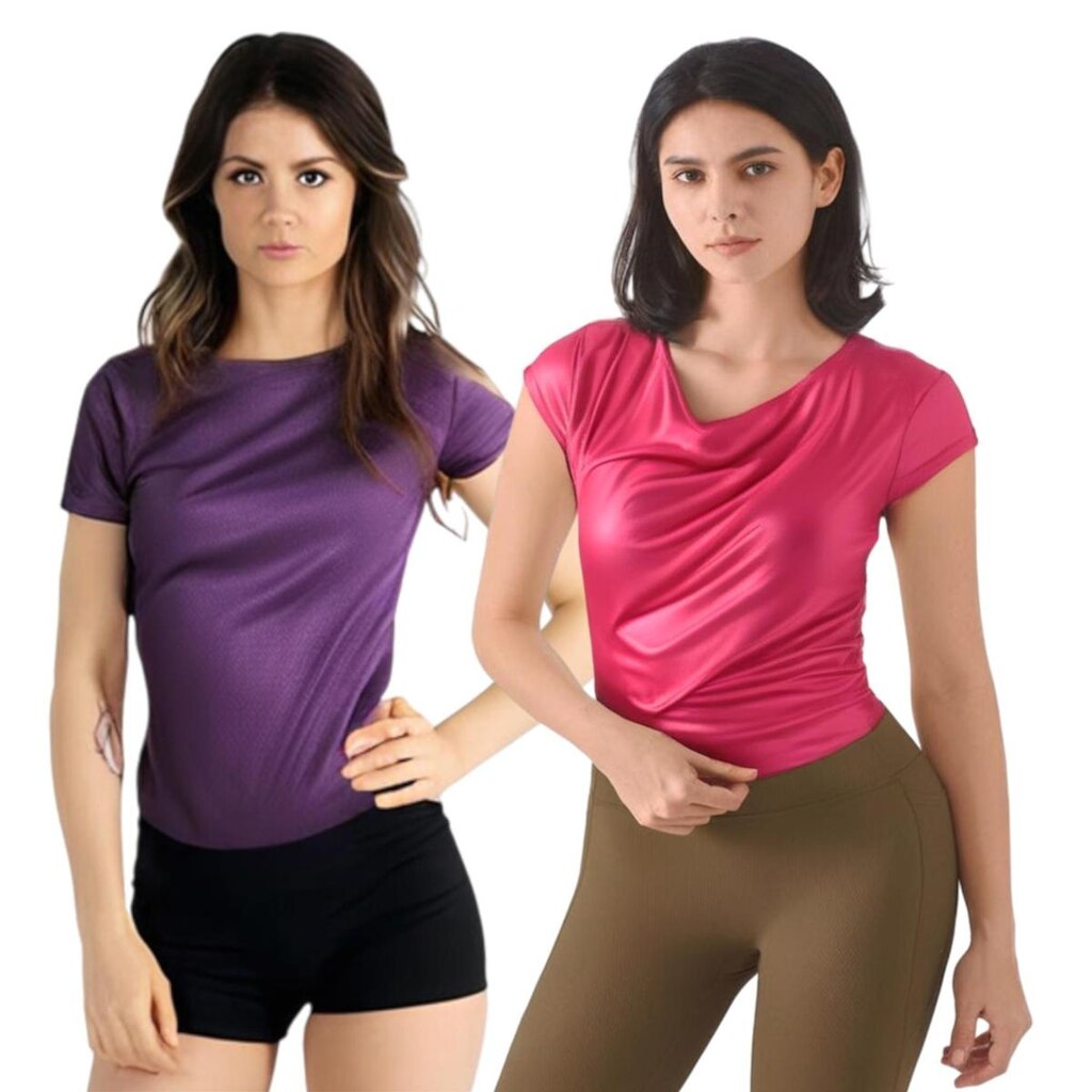 Kit Com 2 Camisetas Iron Dry Tecido Furadinho Feminina