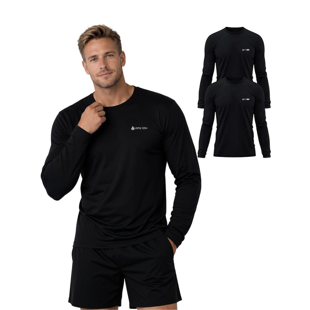 Kit Com 2 Camisetas Manga Longa Com Proteção Uv Masculina