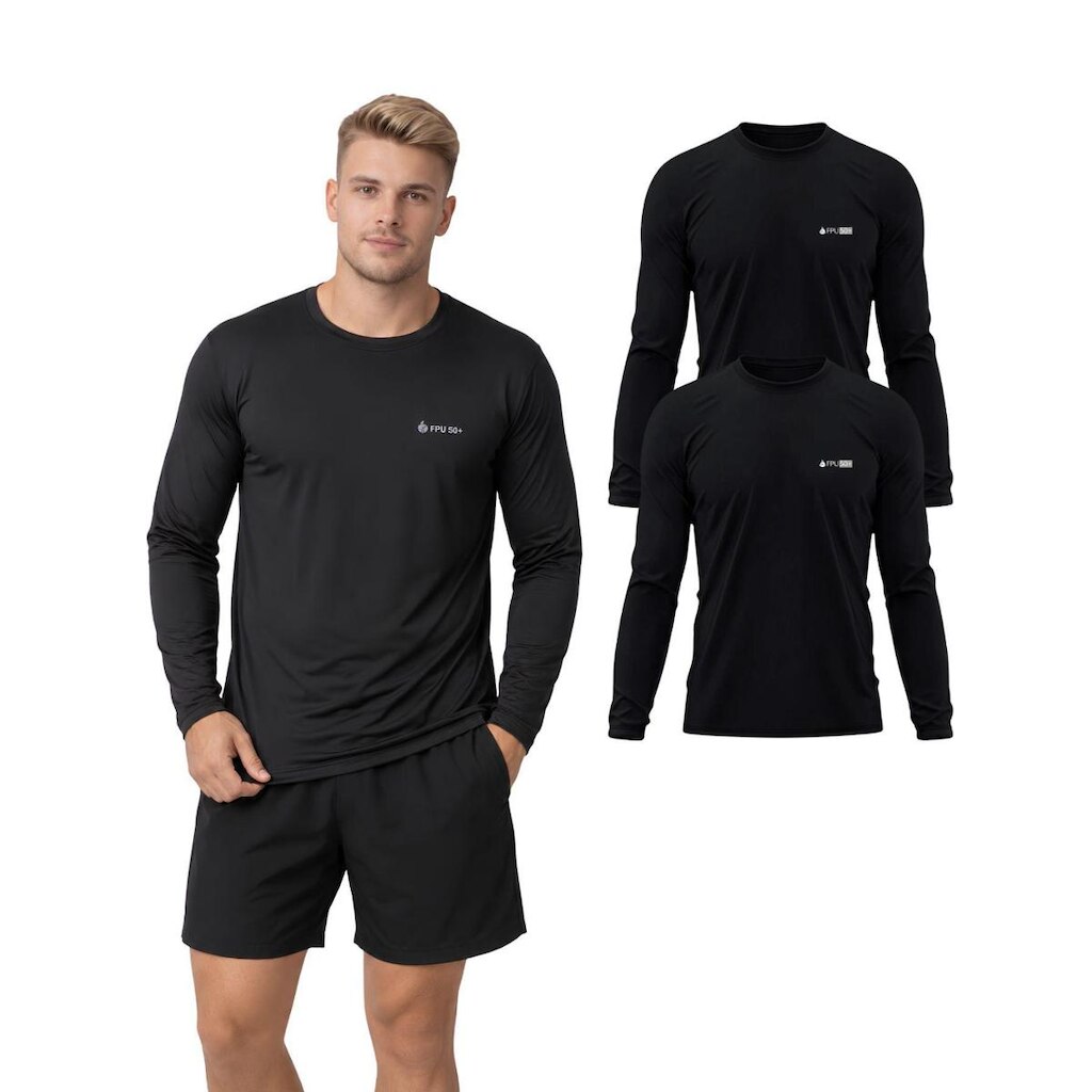 Kit Com 2 Camisetas Manga Longa Com Proteção Uv Masculina