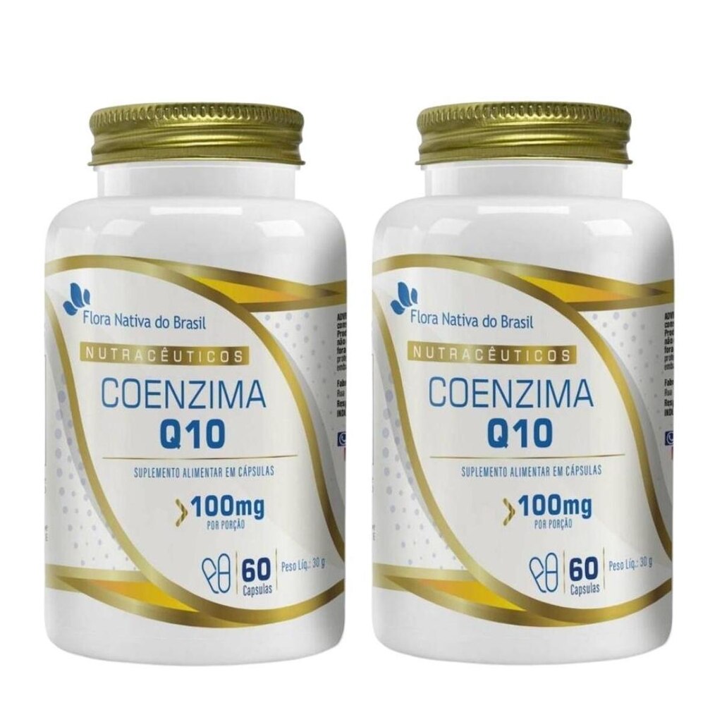 Kit Com 2 Coenzima Q10 100% Pura 60cáps 100mg Flora Nativa