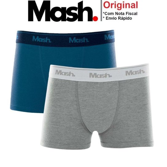 Kit Com 2 Cuecas Boxer Box Básica Kids Mash Infantil - Cinza Menor preço em Kit Com 2 Cuecas Boxer Box Básica Kids Mash Infantil - Cinza