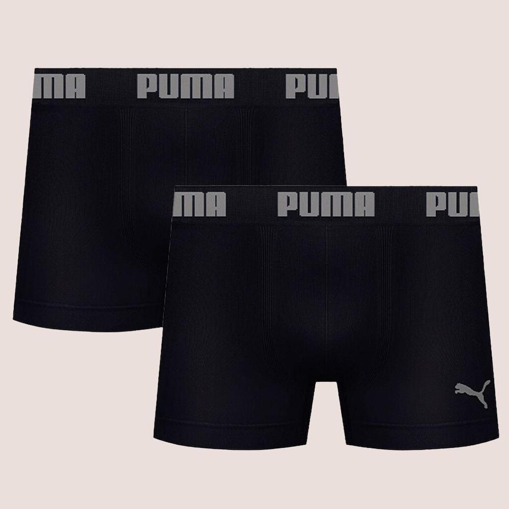 Kit Com 2 Cuecas Boxer Box Sem Costura Masculina Adulta Microfibra Puma